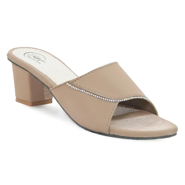 Beige_Synthetic_Leather_Open_Toe_Block_Heel_Mules_For_Women