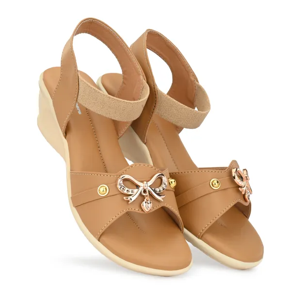 Tan_Synthetic_Leather_Bow_Embellished_Slingback_Sandals_For_Women