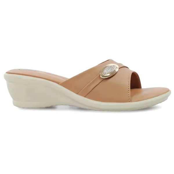 Tan_Synthetic_Leather_Slip-On_Wedge_Sandals_For_Women
