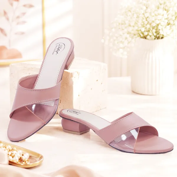 Pink_Synthetic_Leather_Low_Block_Heel_Sandals_For_Women