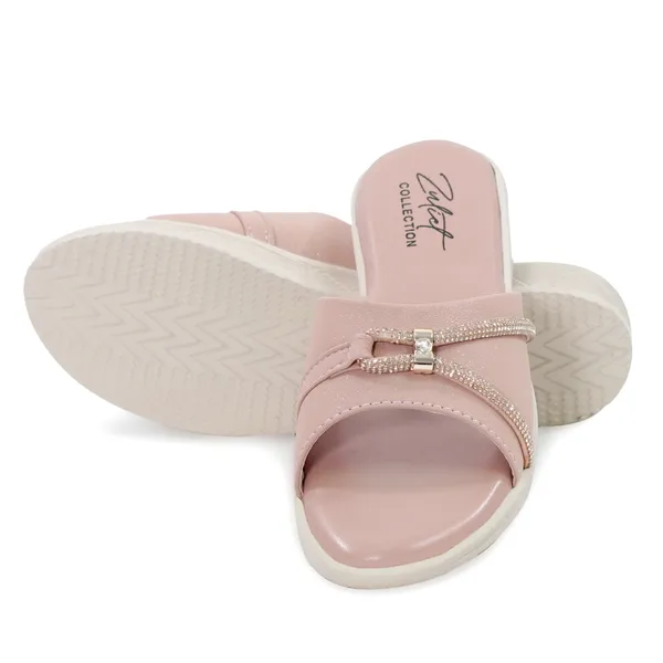 Pink_Synthetic_Leather_Embellished_Slip-On_Sliders_For_Women