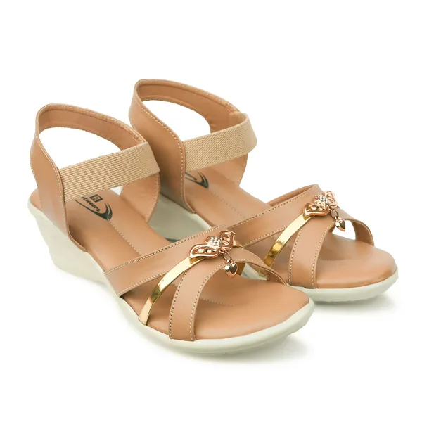 Beige_Synthetic_Leather_Ankle_Strap_Wedge_Sandals_For_Women