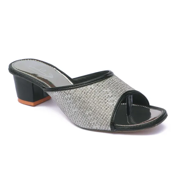 Silver_Synthetic_Block_Heel_Mules_For_Women