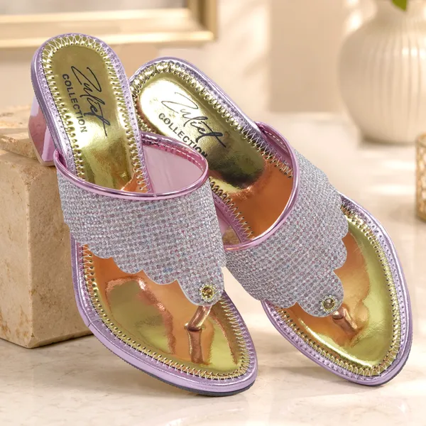 Pink_Synthetic_Glitter_Embellished_Block_Heel_Sandals_For_Women