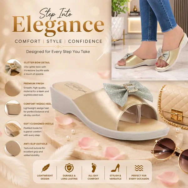 Beige_Synthetic_Leather_Bow_Embellished_Wedge_Mules_For_Women