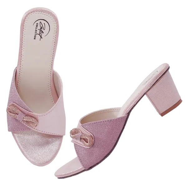 Pink_Synthetic_Shimmer_Bow_Slip-On_Block_Heel_Sandals_For_Women