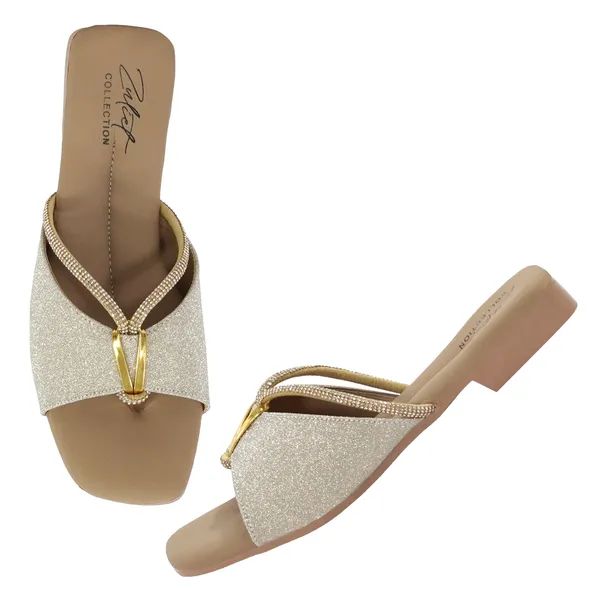 Silver_Synthetic_Leather_Glitter_Flat_Sandals_For_Women