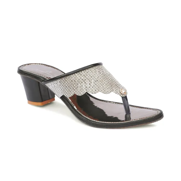 Black_Synthetic_Embellished_Scalloped_Block_Heel_Sandals_For_Women