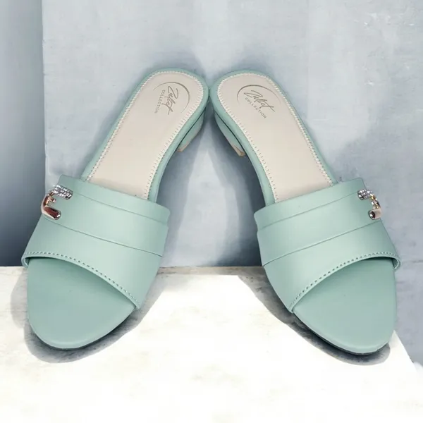 Mint_Green_Synthetic_Leather_Embellished_Flat_Sandals_For_Women