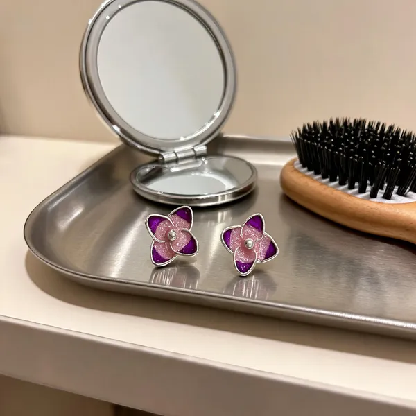 Purple_925_Silver_Floral_Stud_Earrings_For_Women