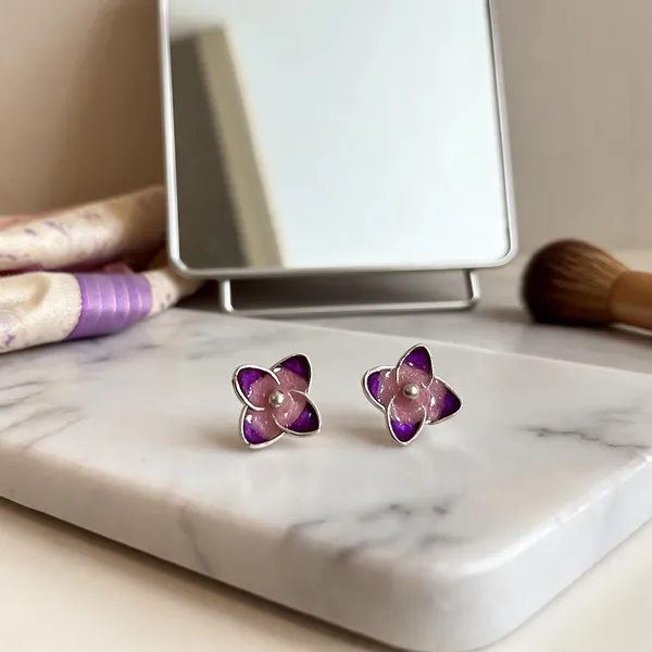 Purple_925_Silver_Floral_Stud_Earrings_For_Women