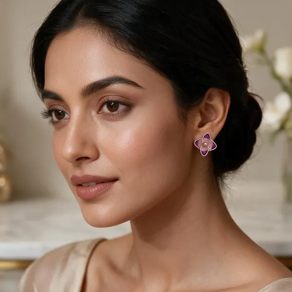 925_Silver_Purple_Petal_Bloom_Studs_💜