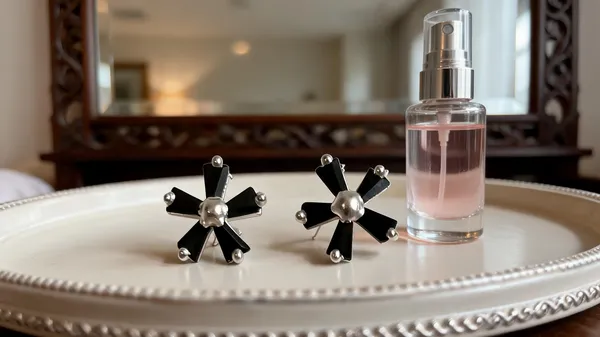 Black_925_Silver_Floral_Stud_Earrings_For_Women