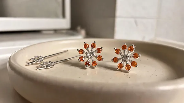 Orange_925_Sterling_Floral_Stone_Earrings_For_Women
