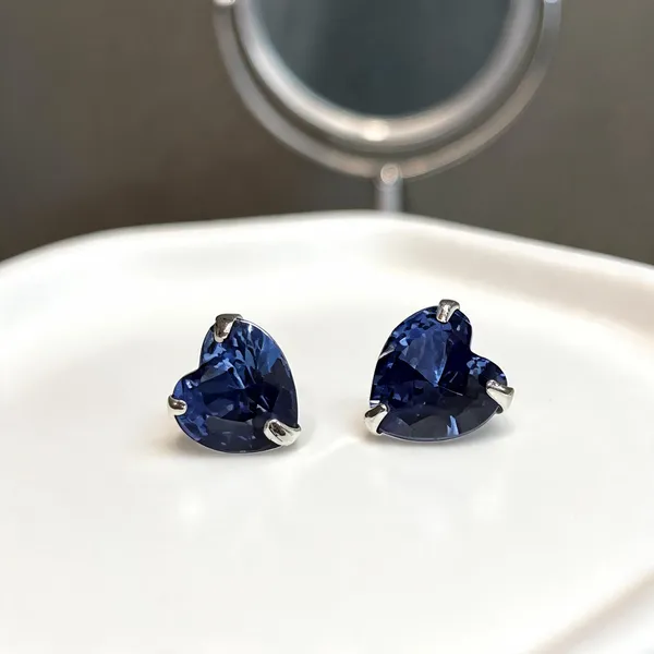 Blue_925_Silver_Faceted_Heart_Stud_Earrings_For_Women