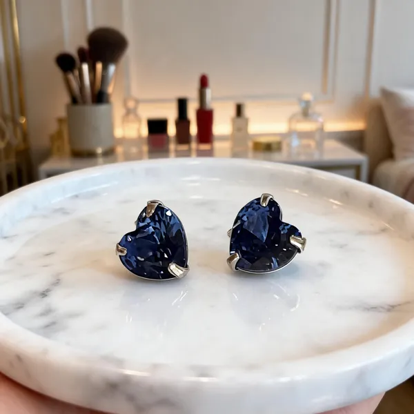 Blue_925_Silver_Faceted_Heart_Stud_Earrings_For_Women
