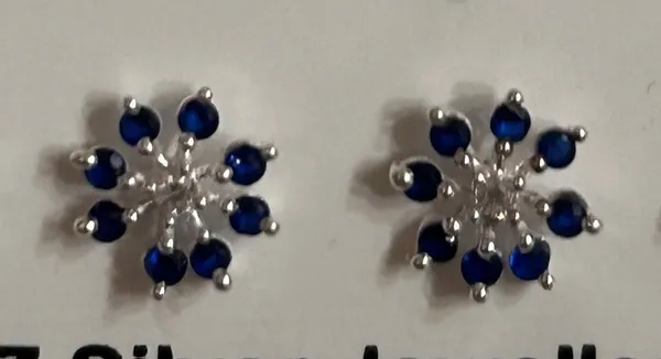 Silver_&_Blue_925_Silver_Floral_Stud_Earrings_For_Women