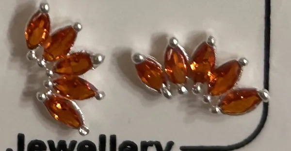 Orange_Stone_925_Silver_Floral_Earrings_For_Women