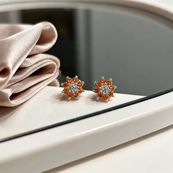Gold_Tone_925_Silver_Floral_Stud_Earrings_For_Women