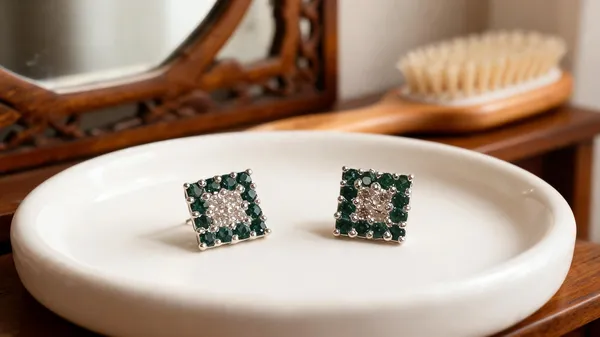 Green_925_Silver_Crystal_Square_Stud_Earrings_For_Women