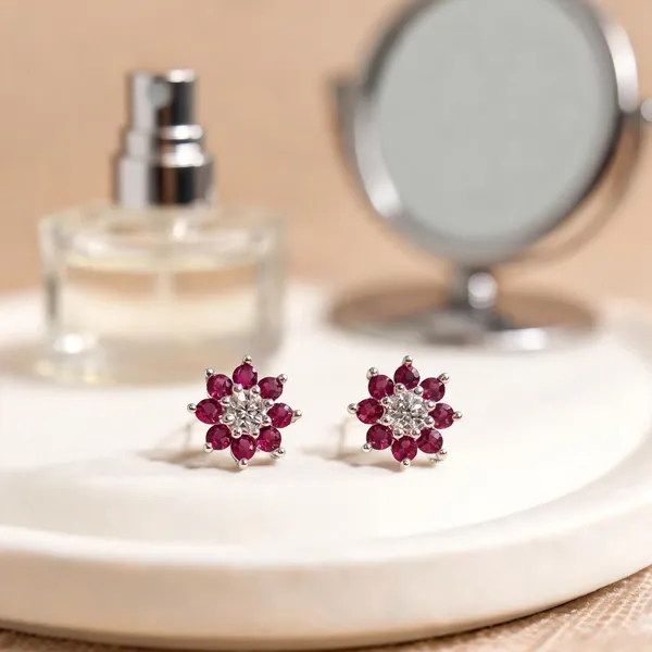 Red_925_Sterling_Floral_Stone_Stud_Earrings_For_Women