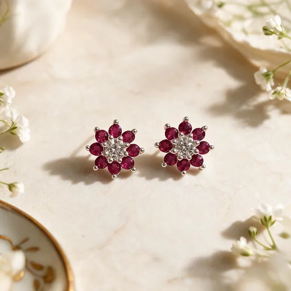 925_Ruby_Red_Floral_Crystal_Studs