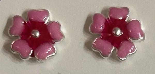 Pink_925_Silver_Floral_Stud_Earrings_For_Women