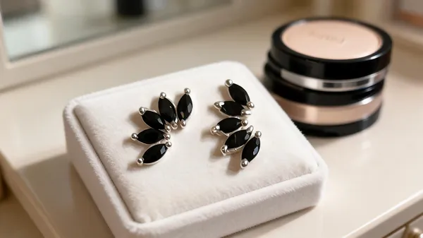 Silver_&_Black_925_Silver_Marquise_Leaf_Stud_Earrings_For_Women