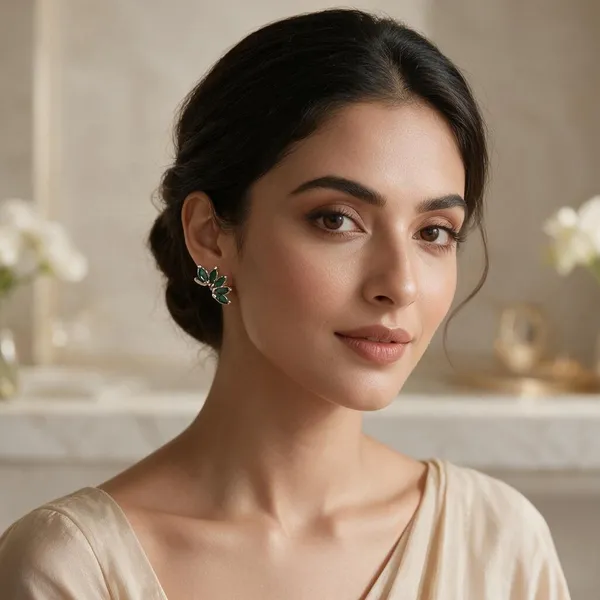 925_Silver_Emerald_Leaf_Cascade_Studs_