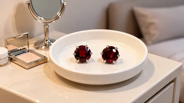 925_Red_Round_Sterling_Silver_Studs