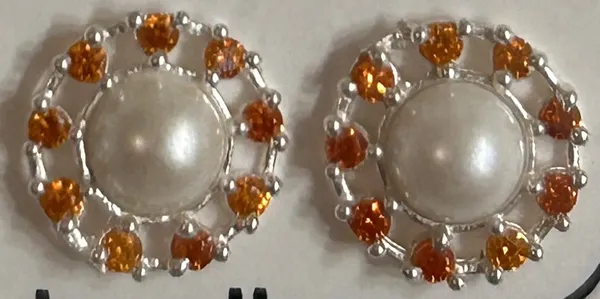 Orange_Stone_Pearl_925_Silver_Stud_Earrings_For_Women