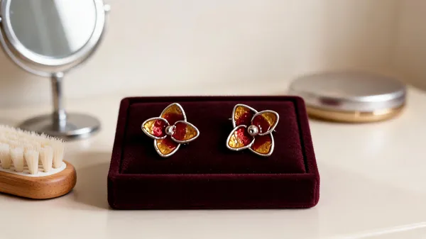 Red_Gold_Floral_925_Silver_Stud_Earrings_For_Women
