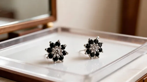 Black_925_Silver_Floral_Stud_Earrings_For_Women