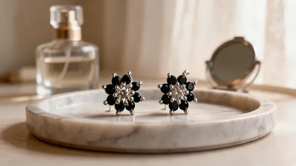 Black_925_Silver_Floral_Stud_Earrings_For_Women