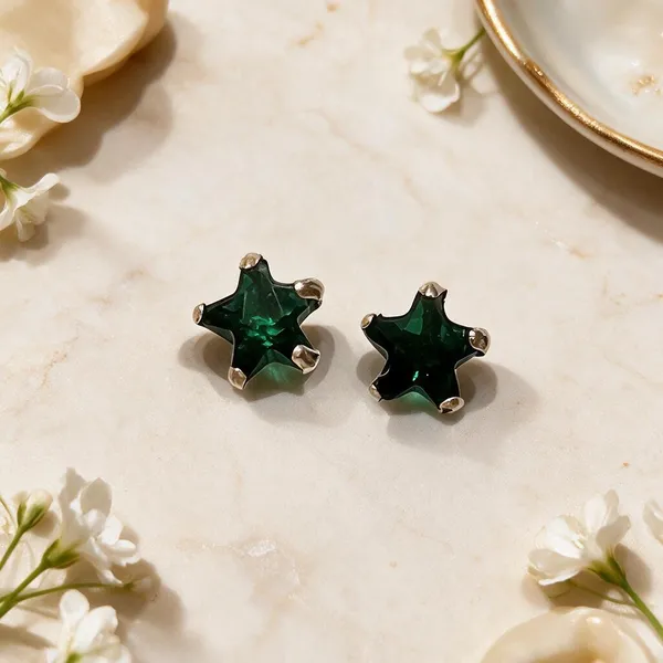 925_Green_Star_Sterling_Silver_Studs