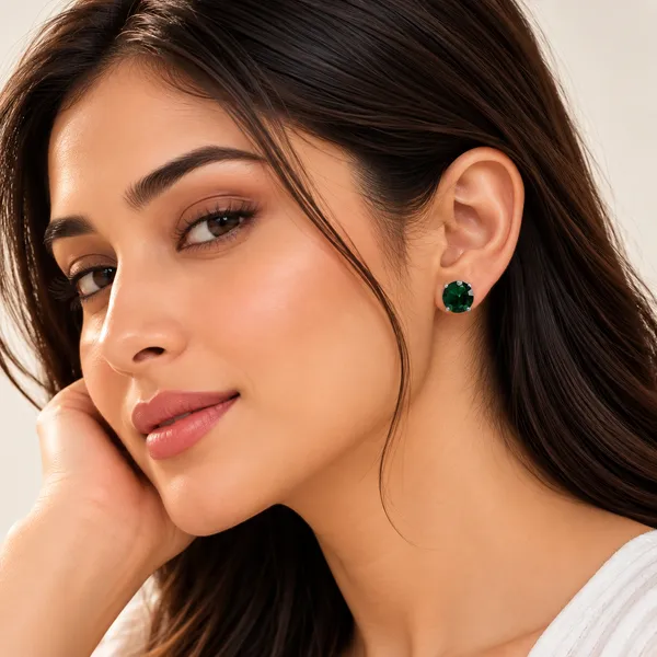 925_Green_Circle_Sterling_Silver_Studs