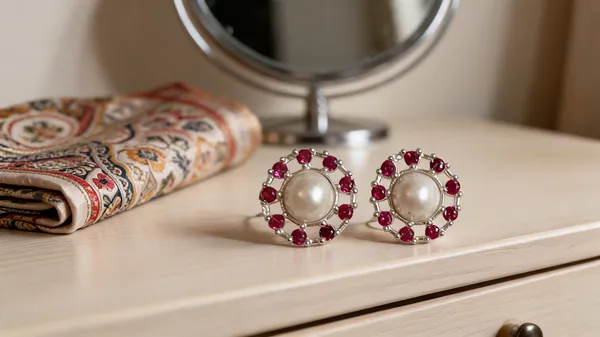 Silver_&_Red_925_Silver_Pearl_Stone_Stud_Earrings_For_Women