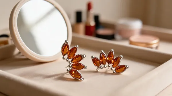 Orange_Stone_925_Silver_Floral_Earrings_For_Women