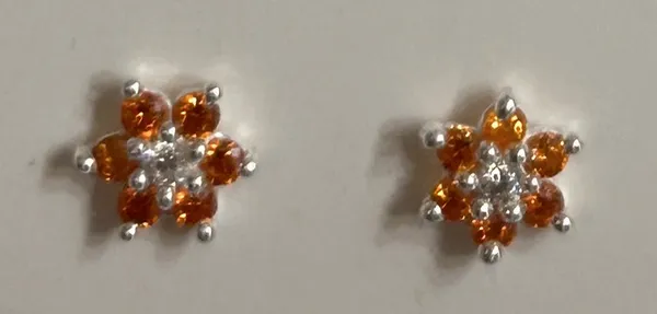 Orange_925_Silver_Floral_Stud_Earrings_For_Women