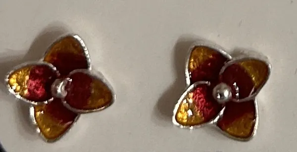 Red_Gold_Floral_925_Silver_Stud_Earrings_For_Women