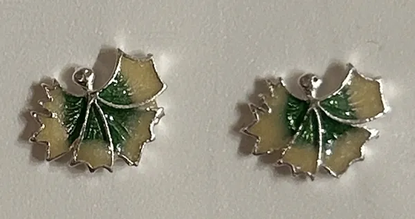 Gold_Green_Enamel_Leaf_925_Silver_Stud_Earrings_For_Women