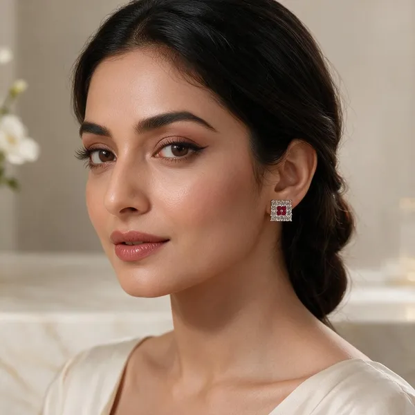 925_Silver_Ruby_Crystal_Square_Studs_❤️✨