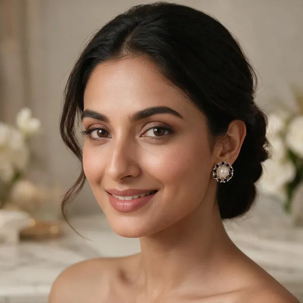 925_Silver_Sapphire_Pearl_Halo_Studs_