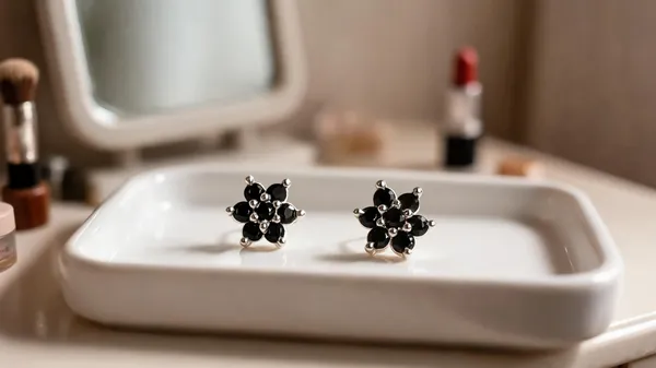 Black_925_Sterling_Floral_Stud_Earrings_For_Women