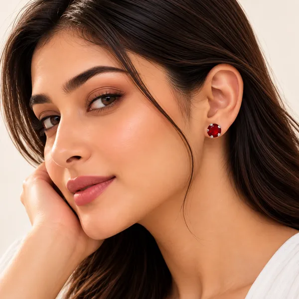 925_Red_Round_Sterling_Silver_Studs