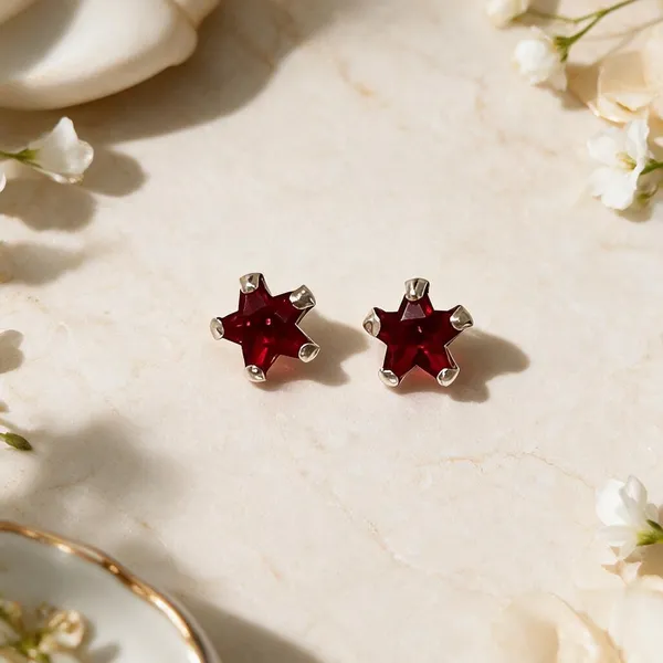 925_Red_Star_Sterling_Silver_Studs