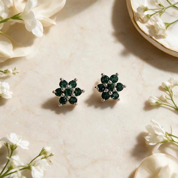925_Emerald_Green_Floral_Crystal_Studs
