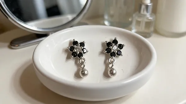 Silver_Black_925_Sterling_Floral_Drop_Earrings_For_Women