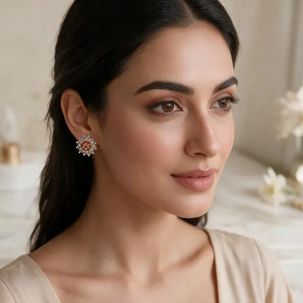 925_Silver_Ruby_Halo_Bloom_Studs_✨