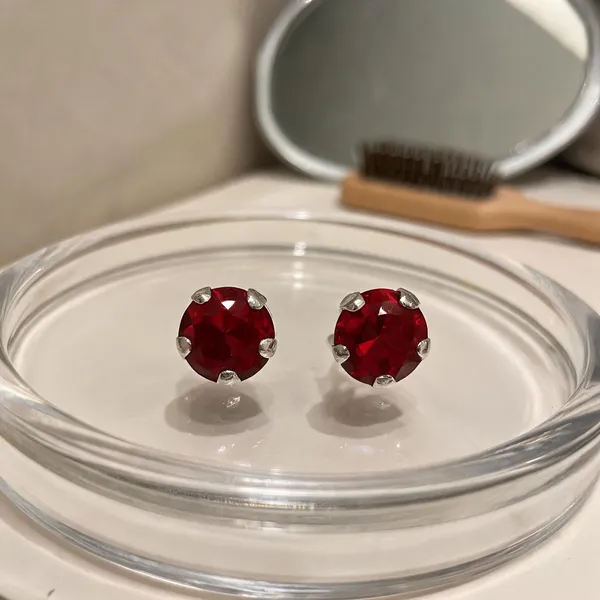Red_925_Silver_Crystal_Stud_Earrings_For_Women